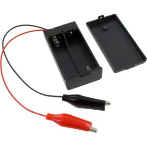 Photo of the: 2 x AA Battery Holder with Alligator Clips, Cover, and Switch - 3V