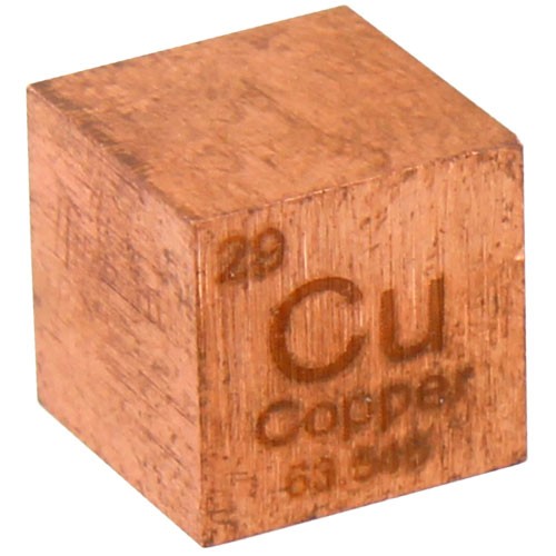 Copper Metal 10mm Density Cube 99.95% Pure for Element Collection 