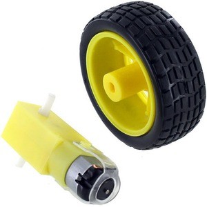 Photo of the Geared DC Motor and Toy Car Wheel Set